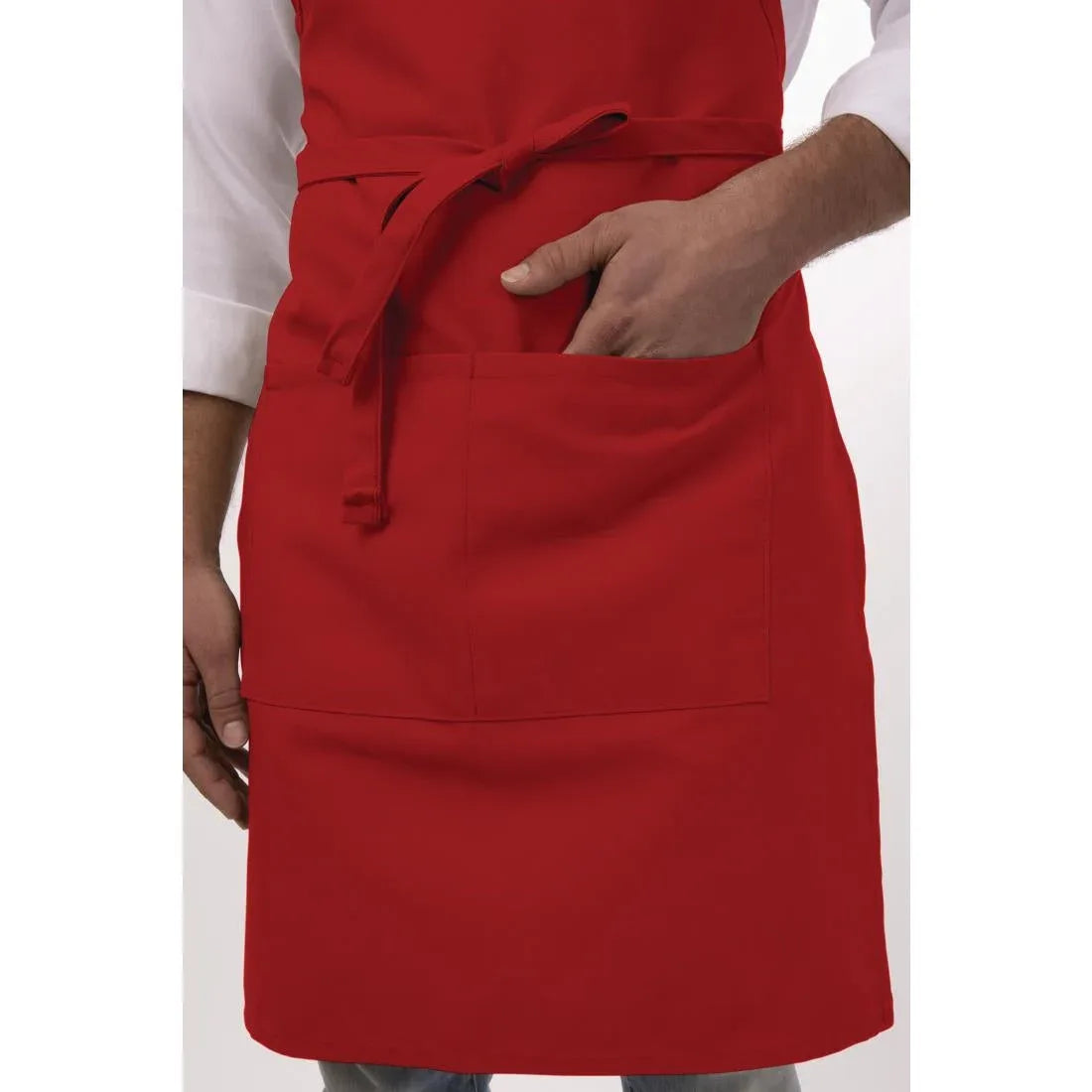 B196 Chef Works Bib Apron Red - JD Catering Equipment Solutions Ltd