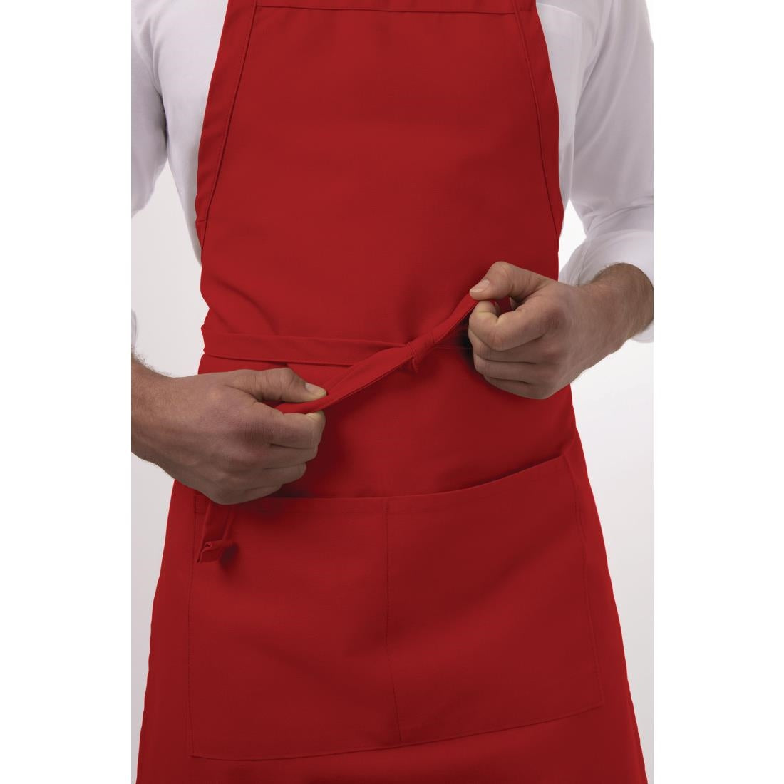 B196 Chef Works Bib Apron Red JD Catering Equipment Solutions Ltd