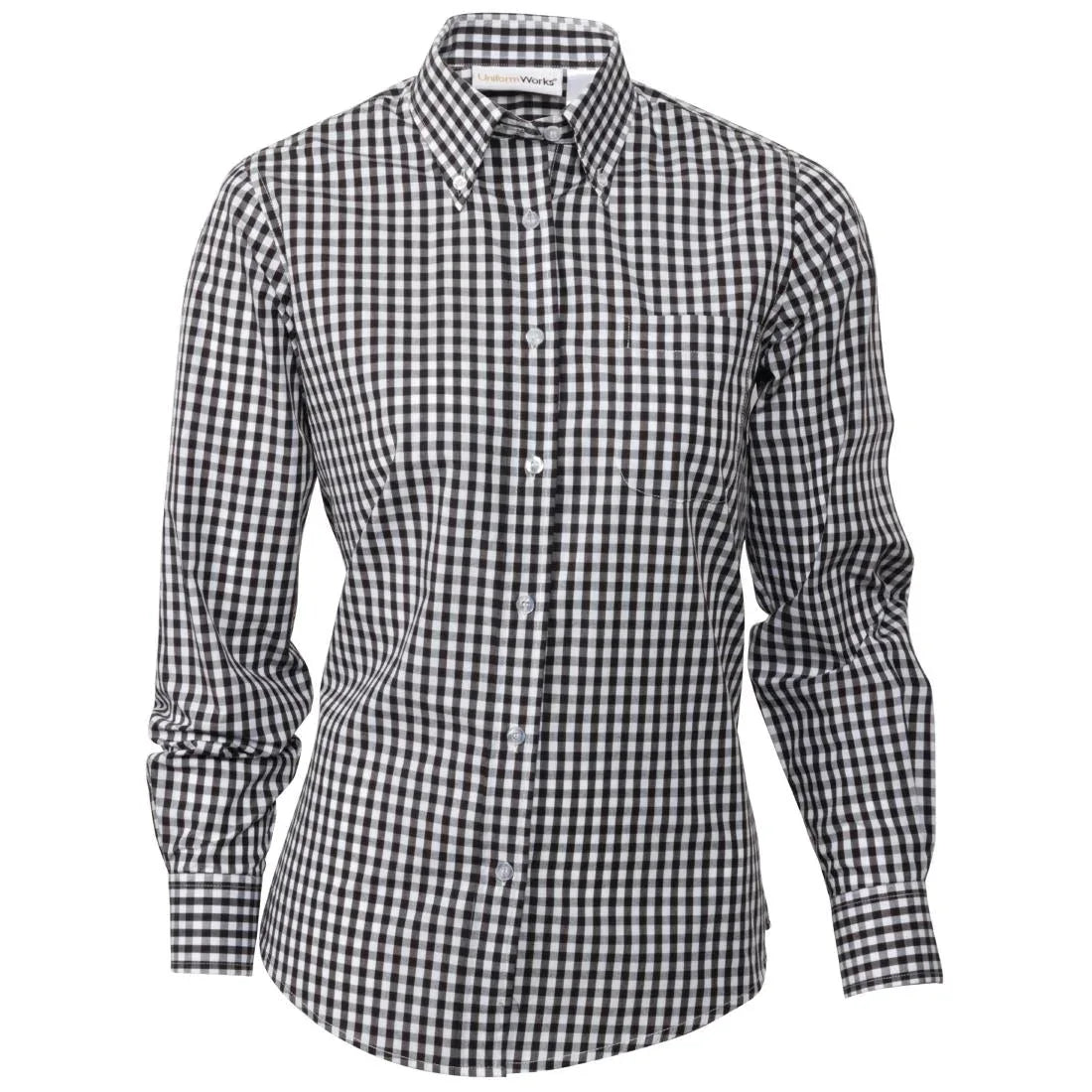B217-XXL Chef Works Womens Gingham Shirt Black 2XL - JD Catering Equipment Solutions Ltd