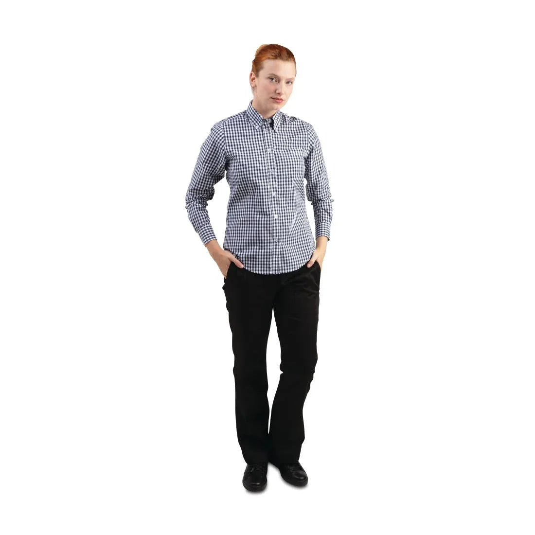 B217-XXL Chef Works Womens Gingham Shirt Black 2XL - JD Catering Equipment Solutions Ltd