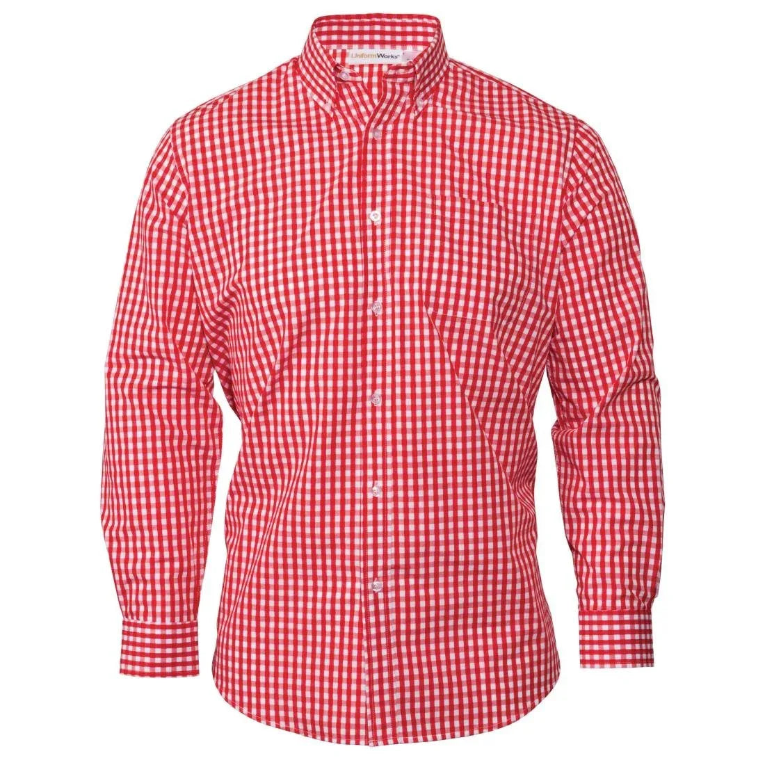 B218-XXL Chef Works Mens Gingham Shirt Red 2XL - JD Catering Equipment Solutions Ltd