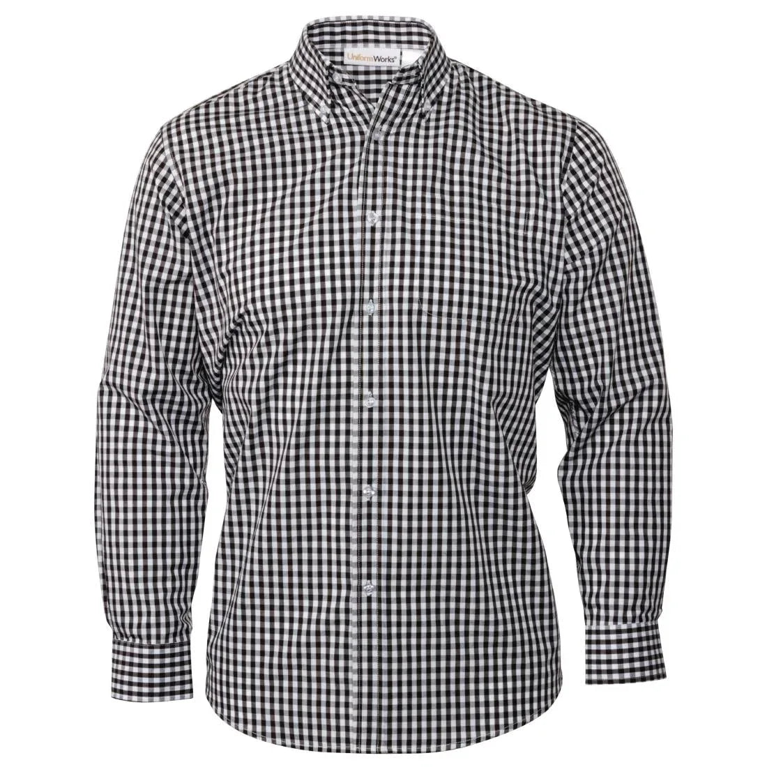 B219-L Chef Works Mens Gingham Shirt Black L - JD Catering Equipment Solutions Ltd
