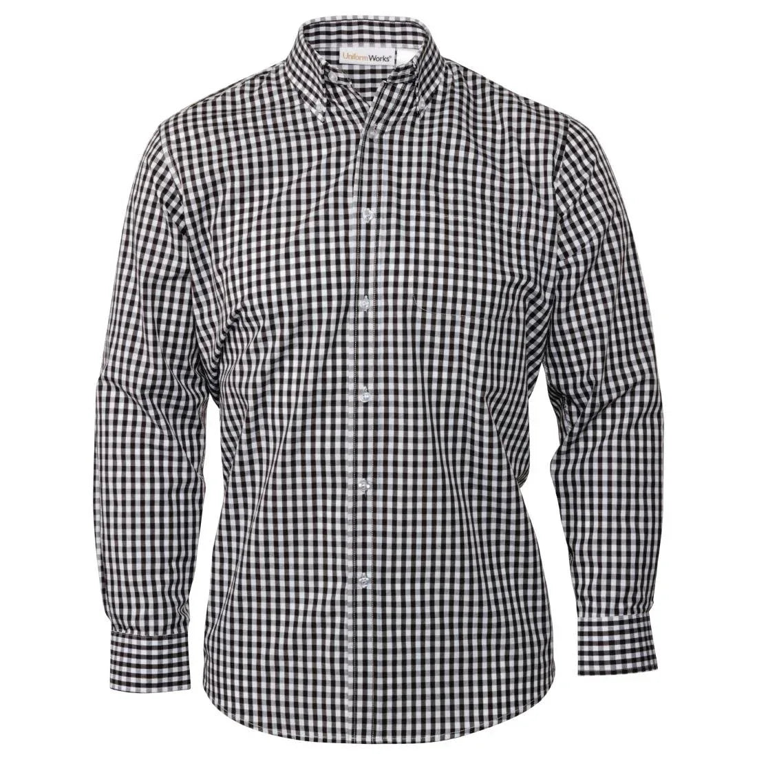 B219-S Chef Works Mens Gingham Shirt Black S - JD Catering Equipment Solutions Ltd