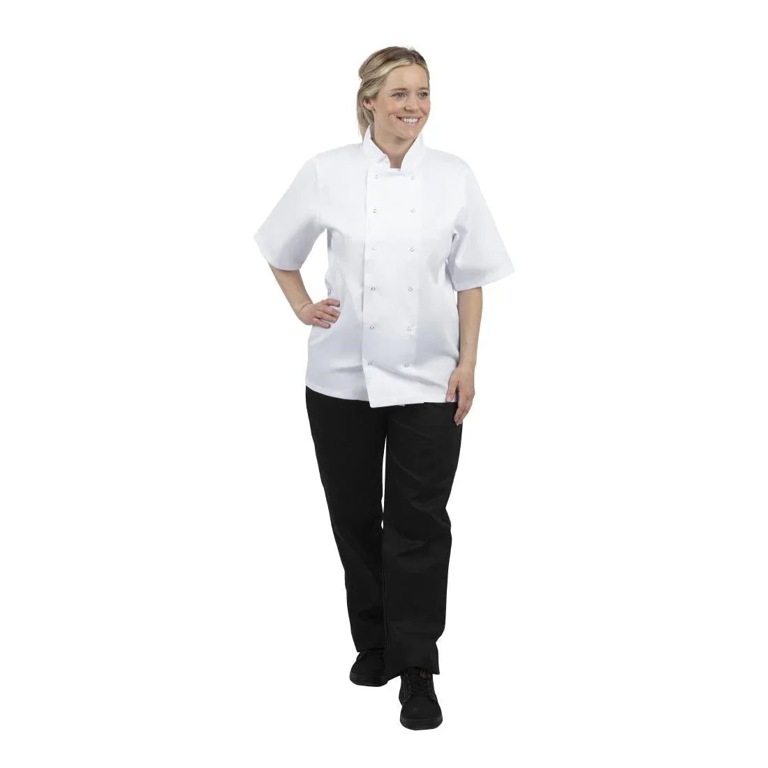 B250 Whites Boston Unisex Short Sleeve Chefs Jacket White - JD Catering Equipment Solutions Ltd