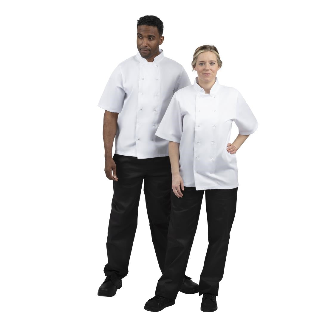 B250-M Whites Boston Unisex Short Sleeve Chefs Jacket White M JD Catering Equipment Solutions Ltd