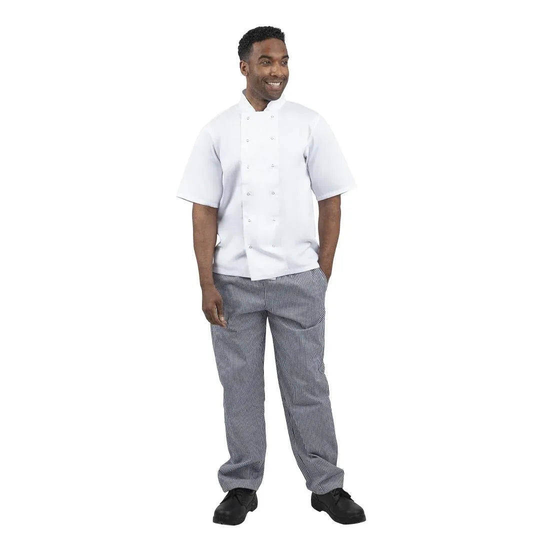 B311-M Whites Unisex Vegas Chefs Trousers Small Blue and White Check M - JD Catering Equipment Solutions Ltd