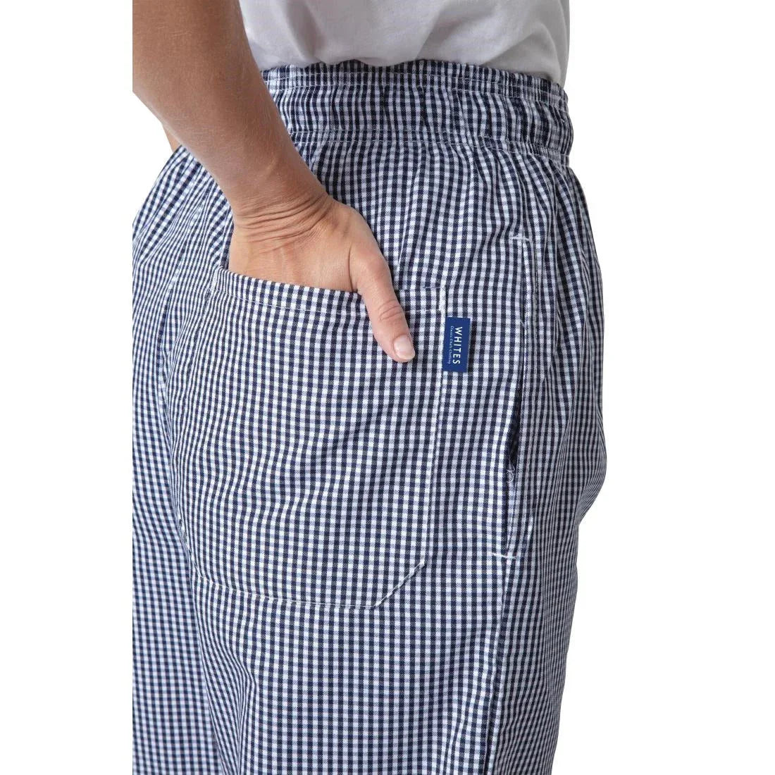 B311-XL Whites Unisex Vegas Chefs Trousers Small Blue and White Check XL - JD Catering Equipment Solutions Ltd