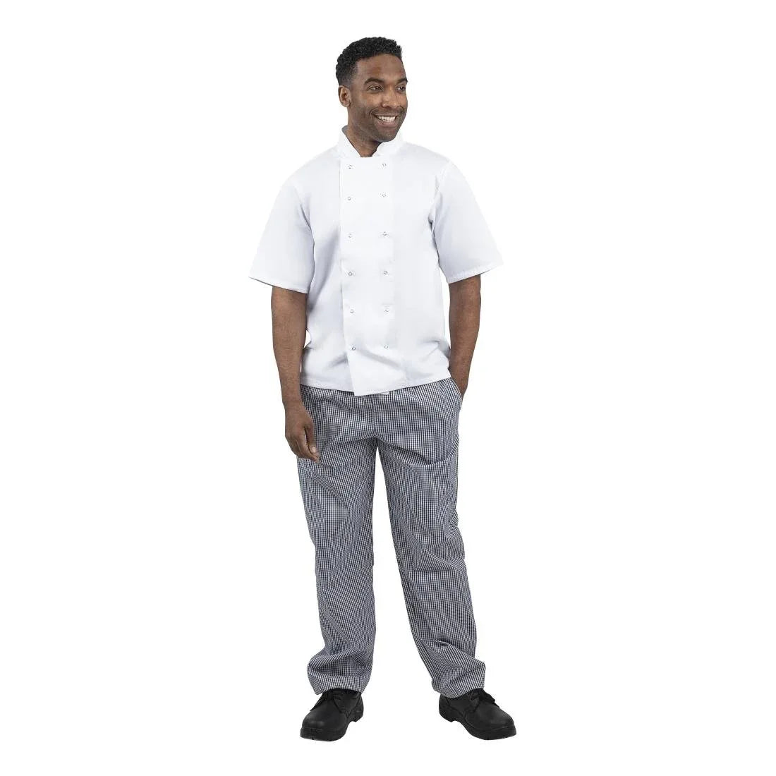 B311-XS Whites Unisex Vegas Chefs Trousers Small Blue and White Check XS - JD Catering Equipment Solutions Ltd