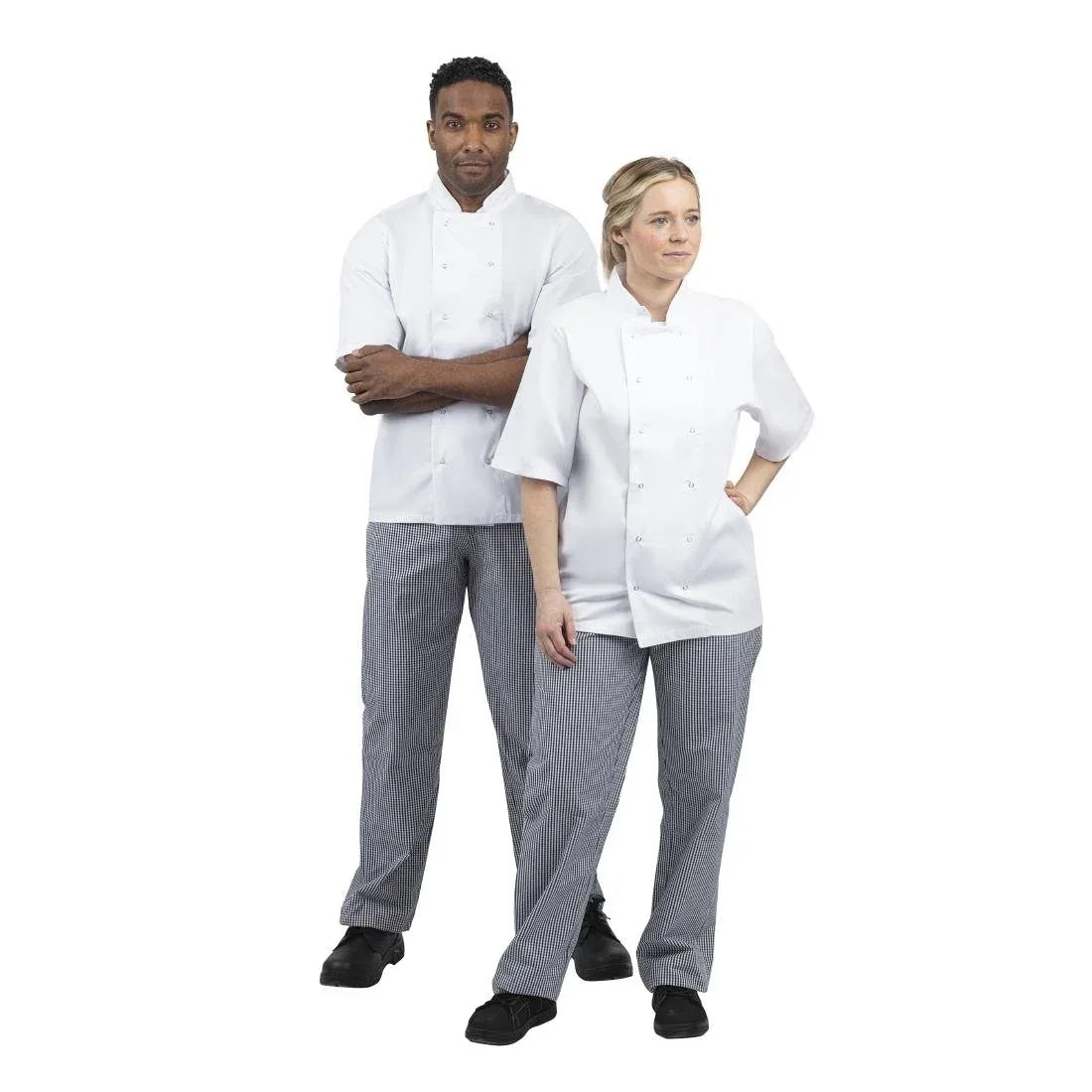 B311-XS Whites Unisex Vegas Chefs Trousers Small Blue and White Check XS - JD Catering Equipment Solutions Ltd