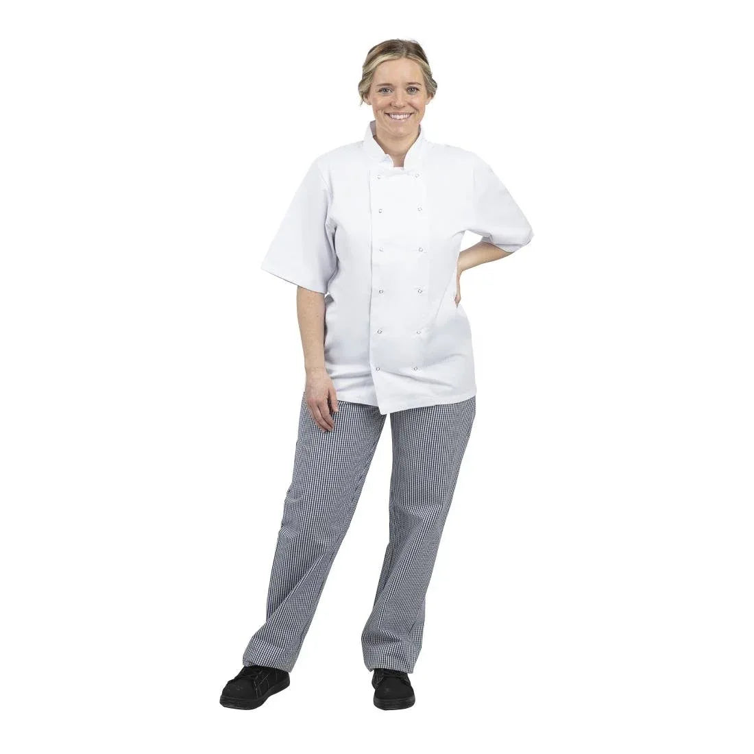 B311-XXL Whites Unisex Vegas Chefs Trousers Small Blue and White Check 2XL - JD Catering Equipment Solutions Ltd