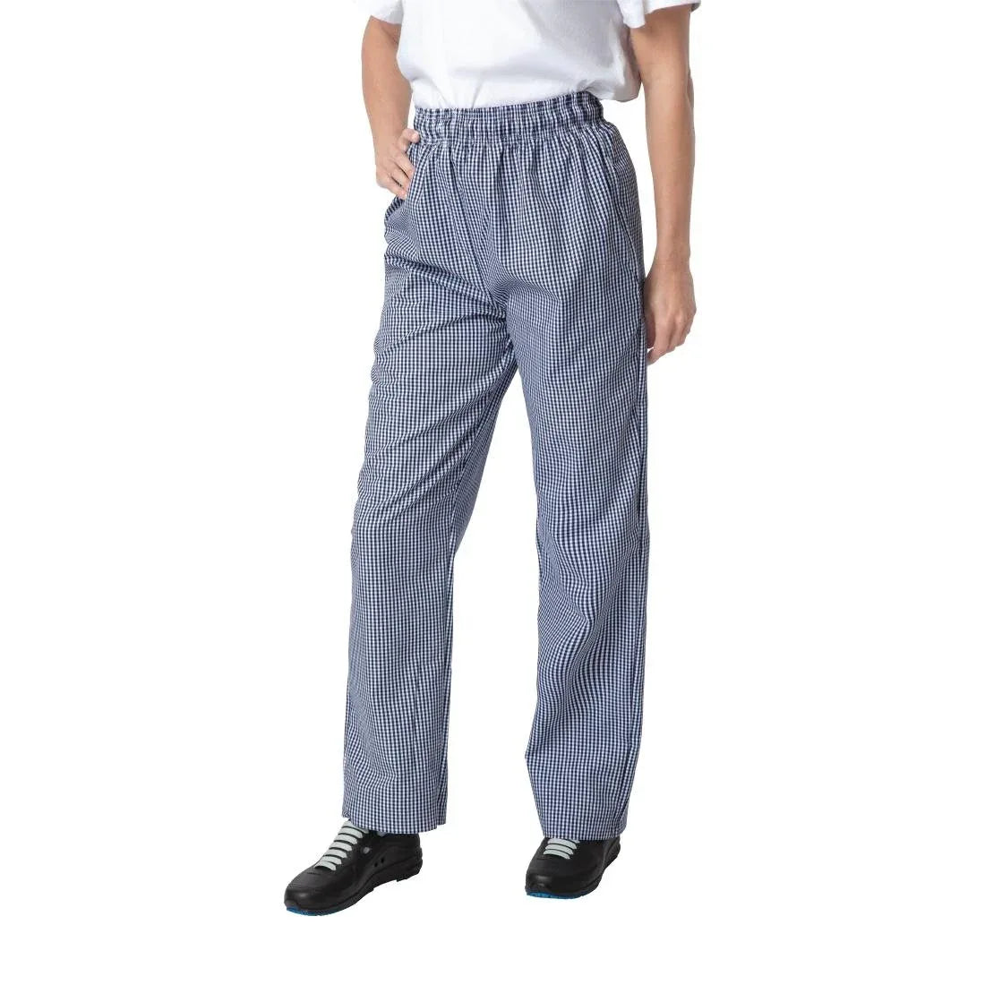 B311-XXL Whites Unisex Vegas Chefs Trousers Small Blue and White Check 2XL - JD Catering Equipment Solutions Ltd