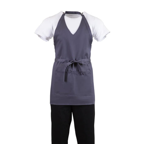 B422 Whites V Neck Service Apron Charcoal JD Catering Equipment Solutions Ltd