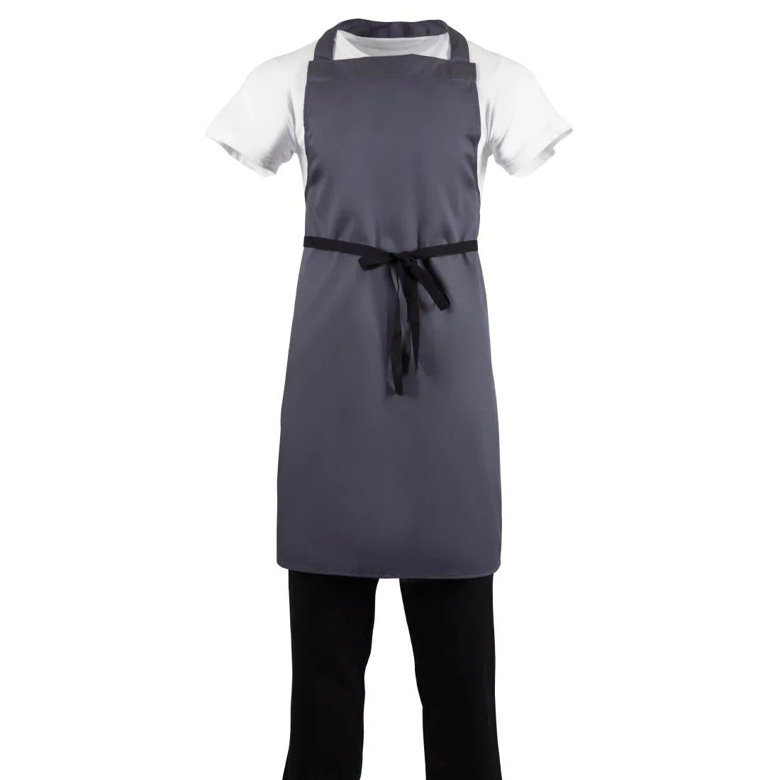 B426 Whites Polycotton Bib Apron Charcoal - JD Catering Equipment Solutions Ltd