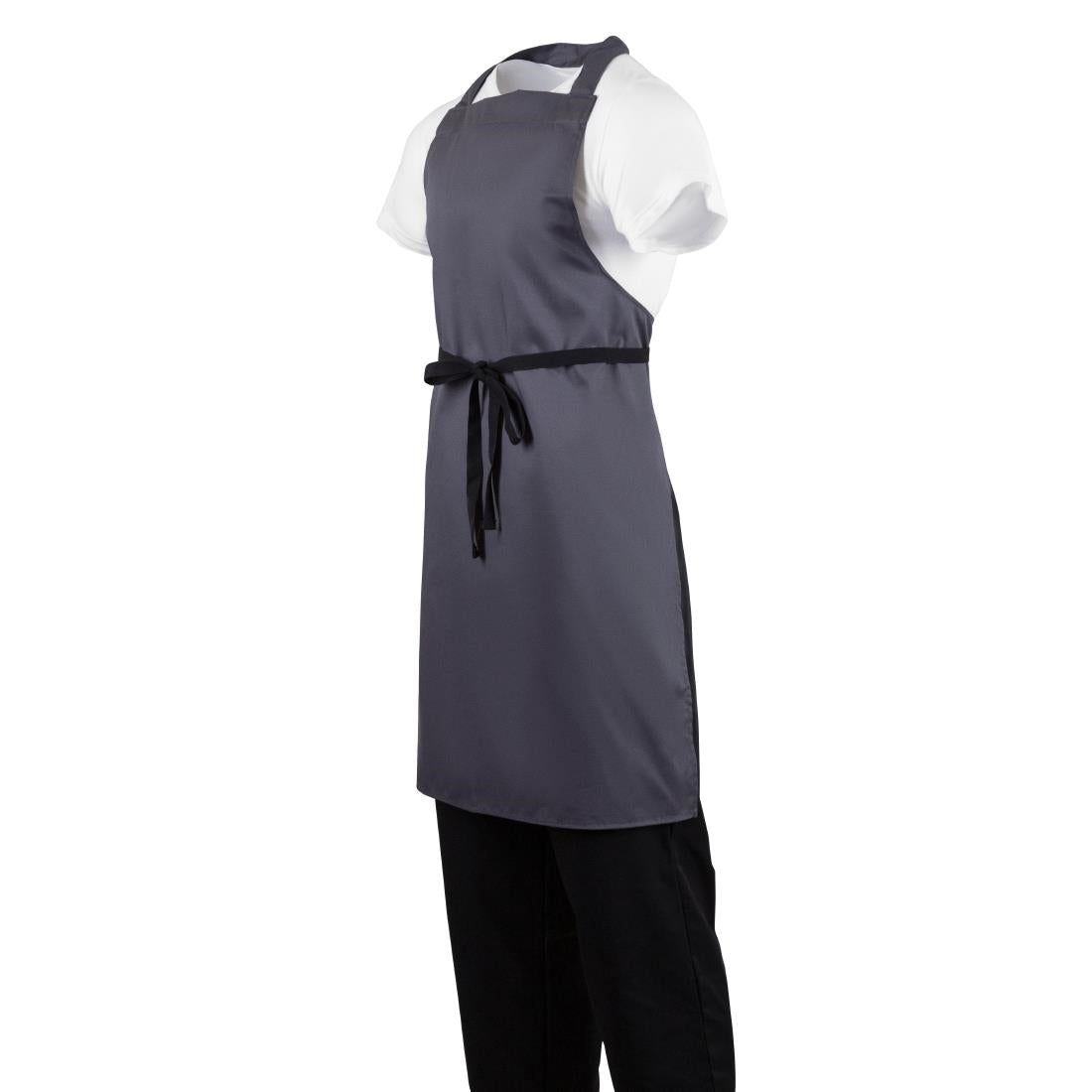 B426 Whites Polycotton Bib Apron Charcoal JD Catering Equipment Solutions Ltd