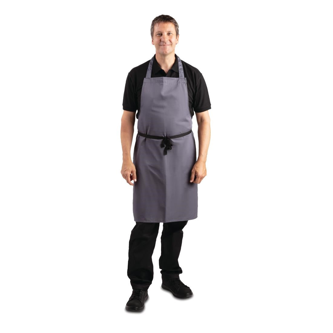 B426 Whites Polycotton Bib Apron Charcoal JD Catering Equipment Solutions Ltd