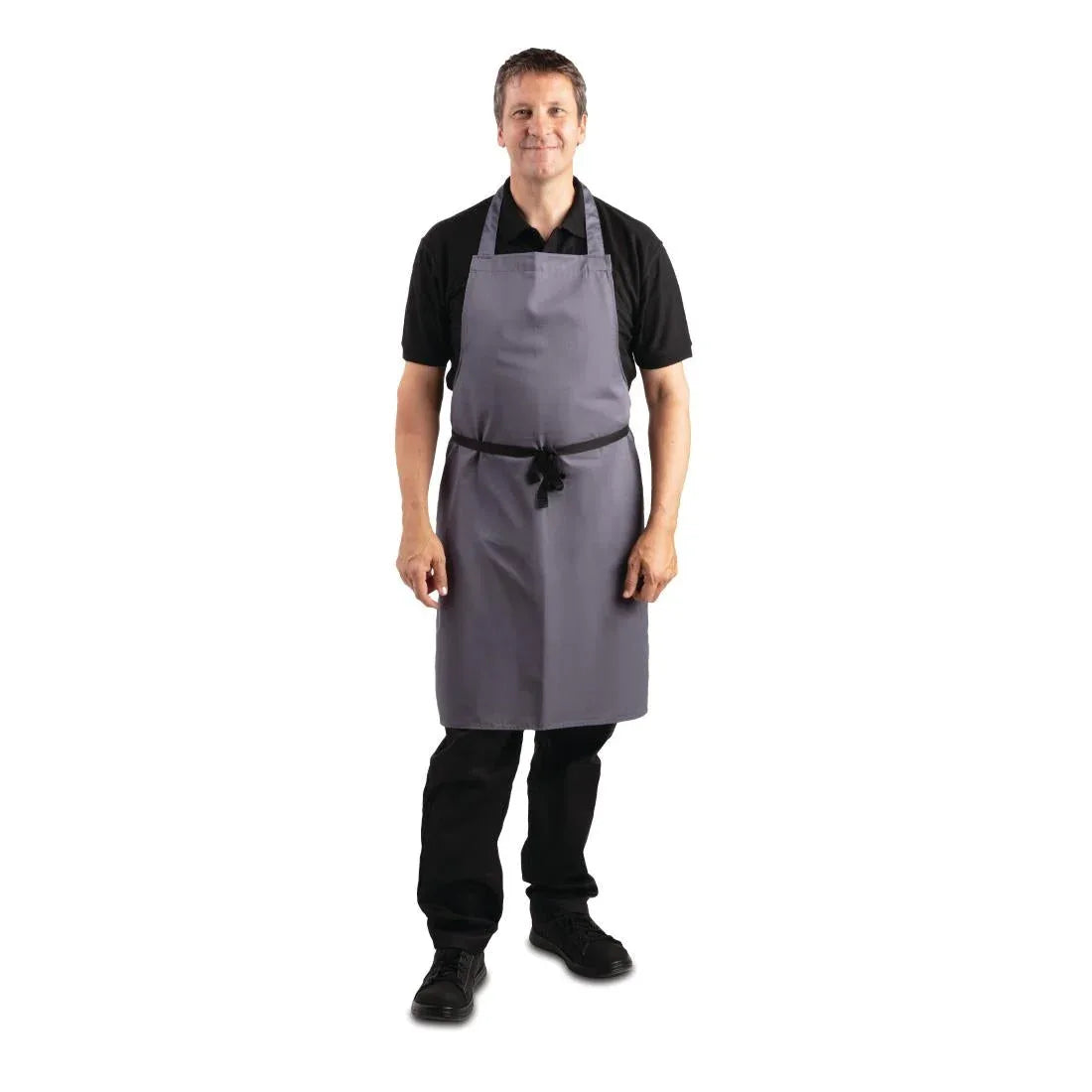 B426 Whites Polycotton Bib Apron Charcoal - JD Catering Equipment Solutions Ltd