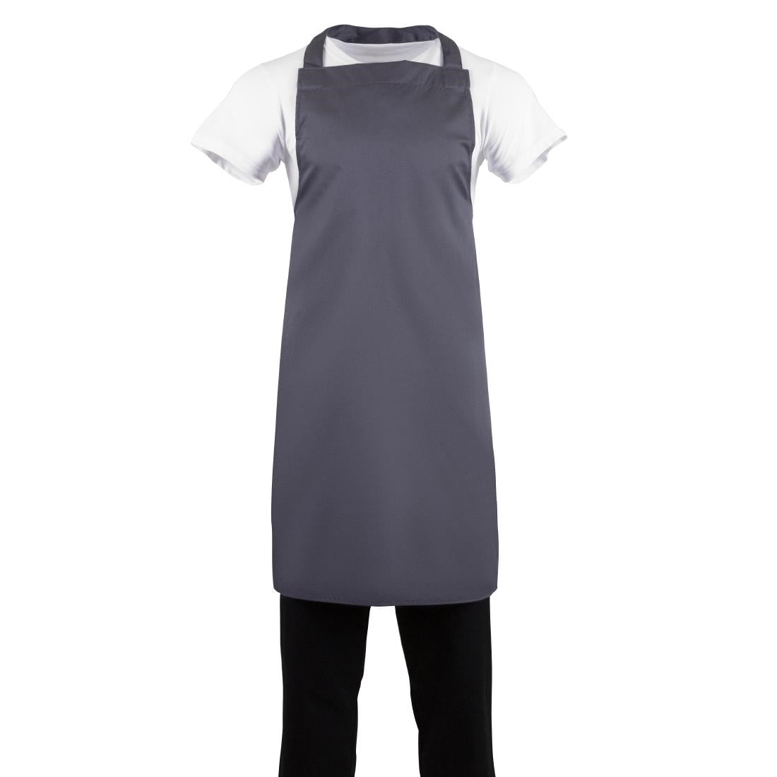 B426 Whites Polycotton Bib Apron Charcoal JD Catering Equipment Solutions Ltd