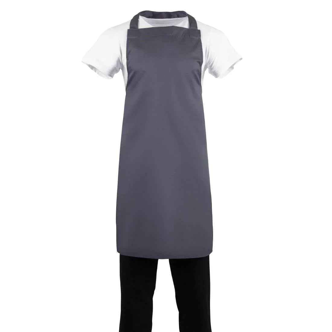 B426 Whites Polycotton Bib Apron Charcoal - JD Catering Equipment Solutions Ltd
