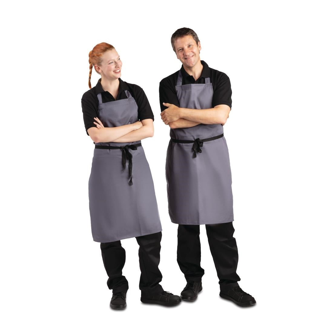 B426 Whites Polycotton Bib Apron Charcoal JD Catering Equipment Solutions Ltd