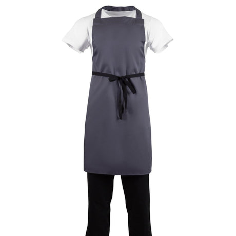 B426 Whites Polycotton Bib Apron Charcoal JD Catering Equipment Solutions Ltd