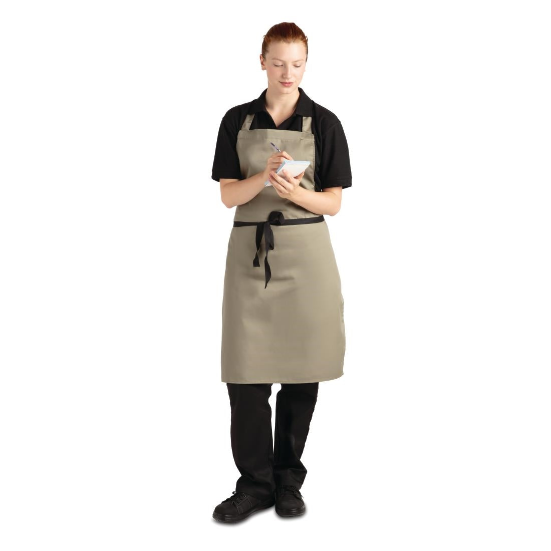 B427 Whites Polycotton Bib Apron Olive JD Catering Equipment Solutions Ltd