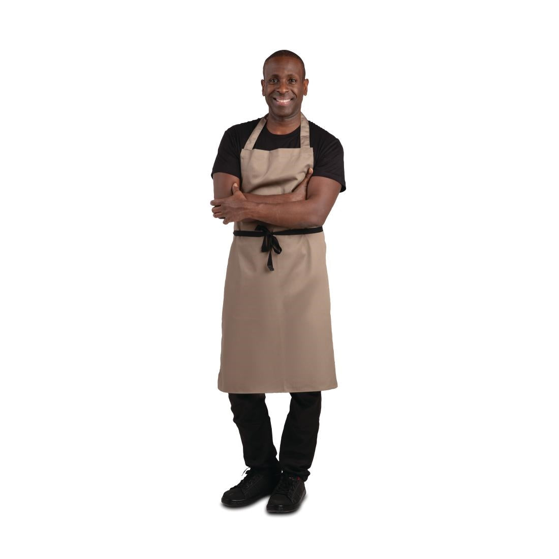 B429 Whites Polycotton Bib Apron Tan JD Catering Equipment Solutions Ltd