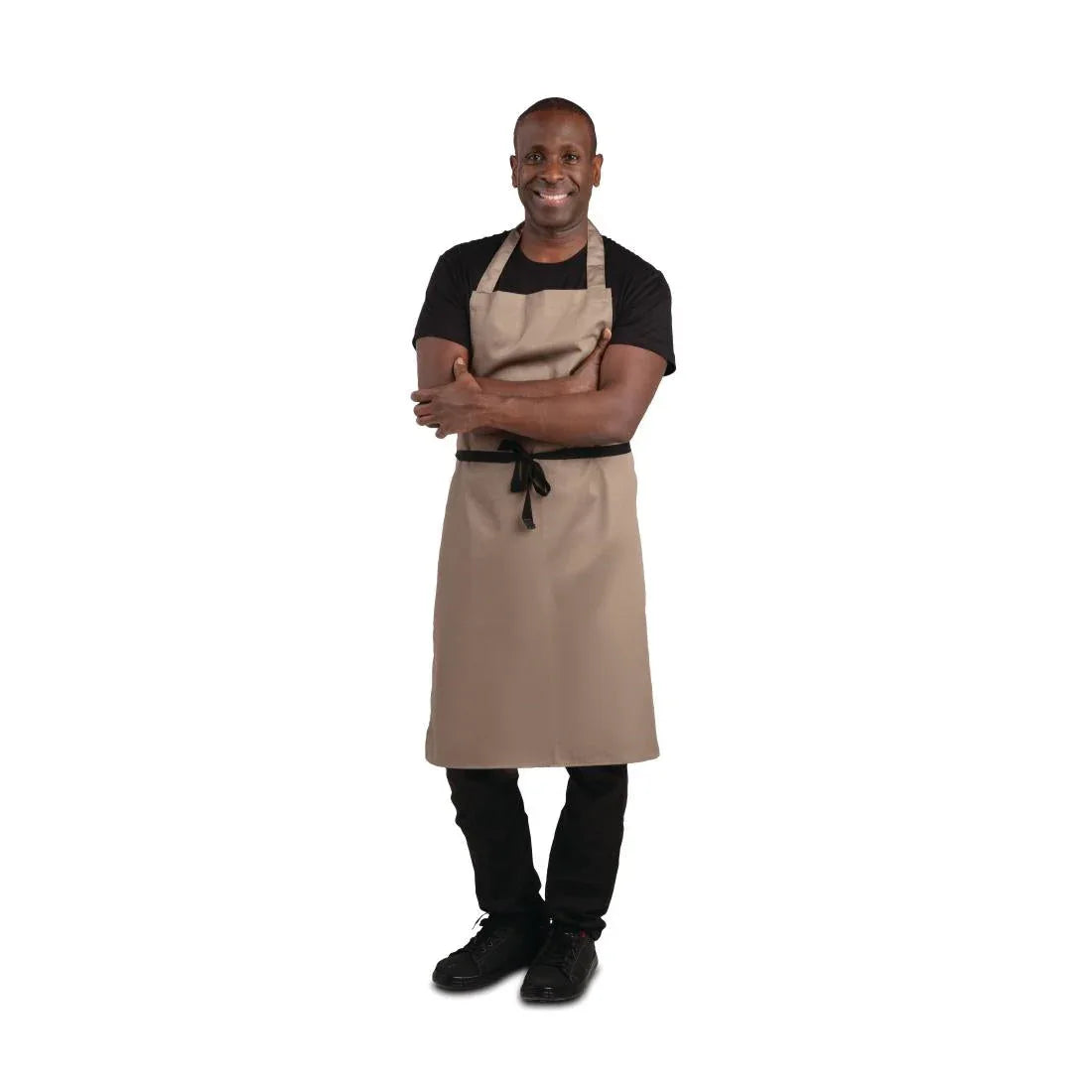 B429 Whites Polycotton Bib Apron Tan - JD Catering Equipment Solutions Ltd