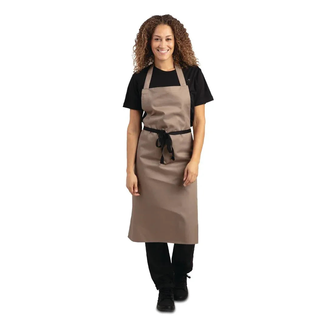 B429 Whites Polycotton Bib Apron Tan - JD Catering Equipment Solutions Ltd