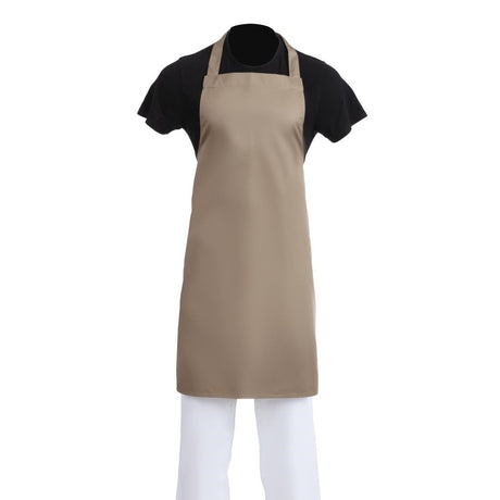 B429 Whites Polycotton Bib Apron Tan JD Catering Equipment Solutions Ltd