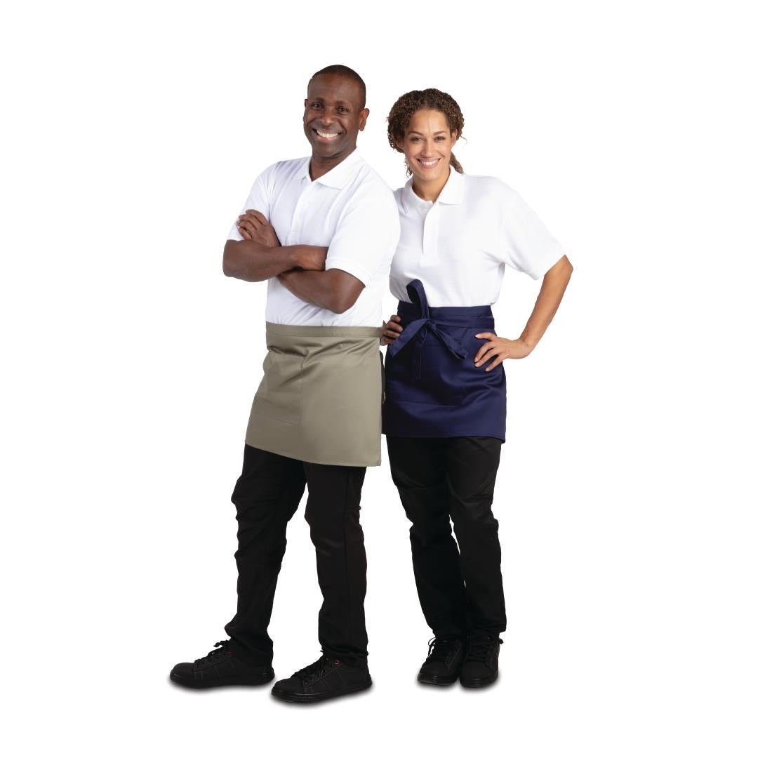B431 Whites Short Bistro Apron Olive JD Catering Equipment Solutions Ltd