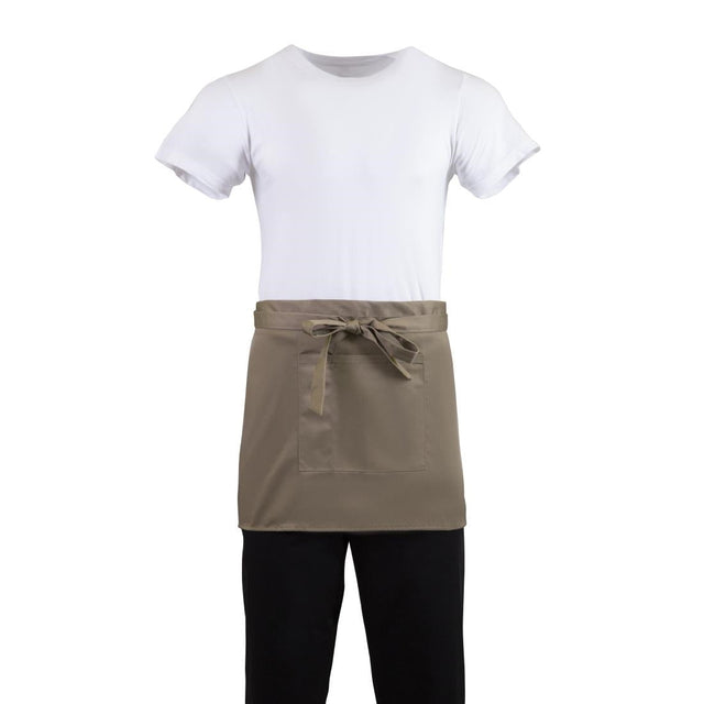 B432 Whites Short Bistro Apron Tan JD Catering Equipment Solutions Ltd