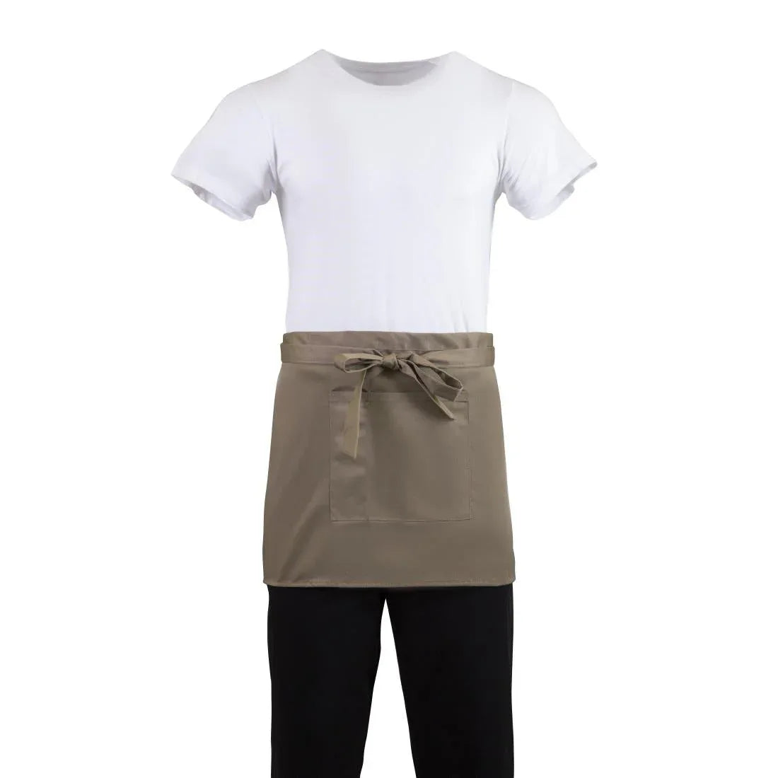 B432 Whites Short Bistro Apron Tan - JD Catering Equipment Solutions Ltd