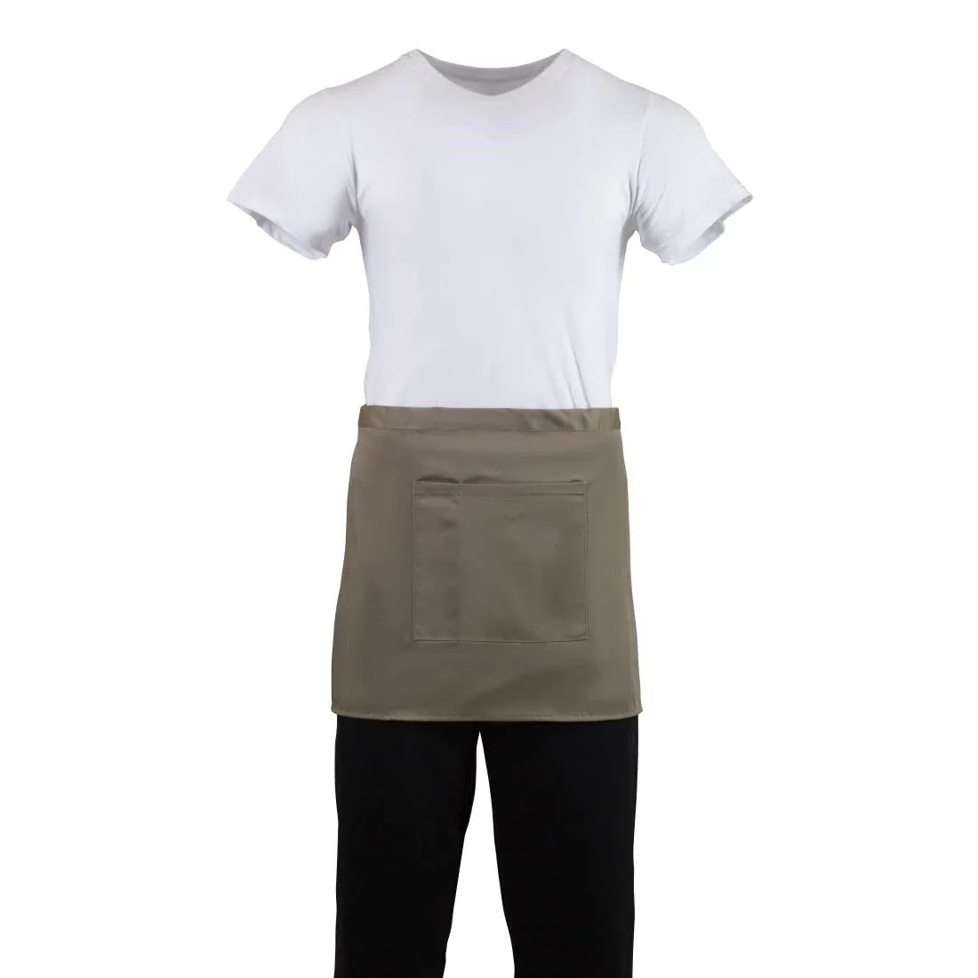 B432 Whites Short Bistro Apron Tan - JD Catering Equipment Solutions Ltd