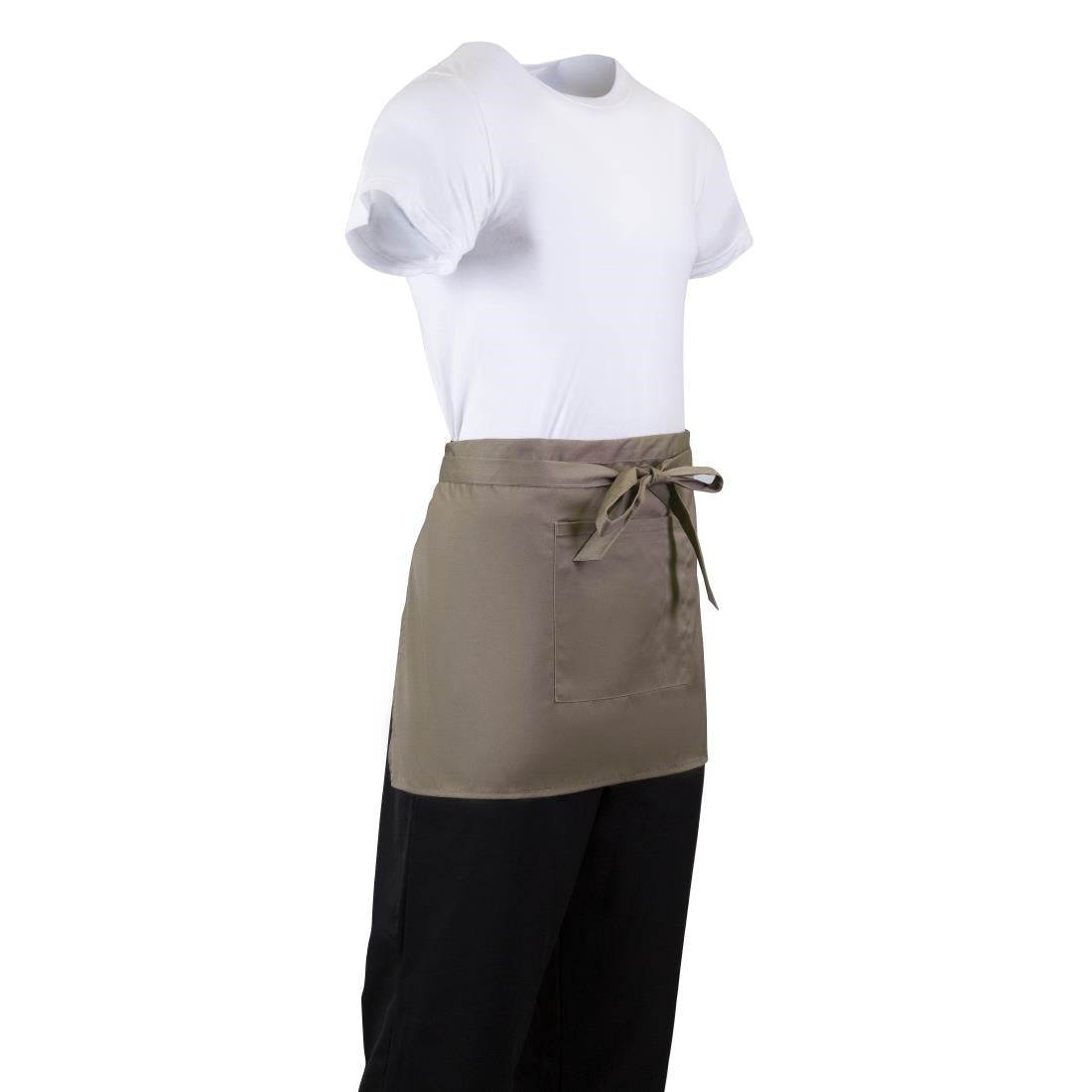 B432 Whites Short Bistro Apron Tan JD Catering Equipment Solutions Ltd