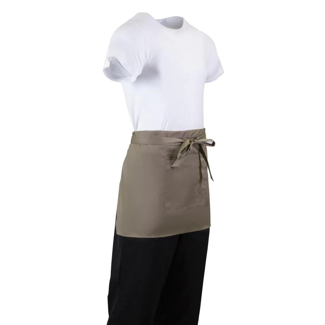B432 Whites Short Bistro Apron Tan - JD Catering Equipment Solutions Ltd