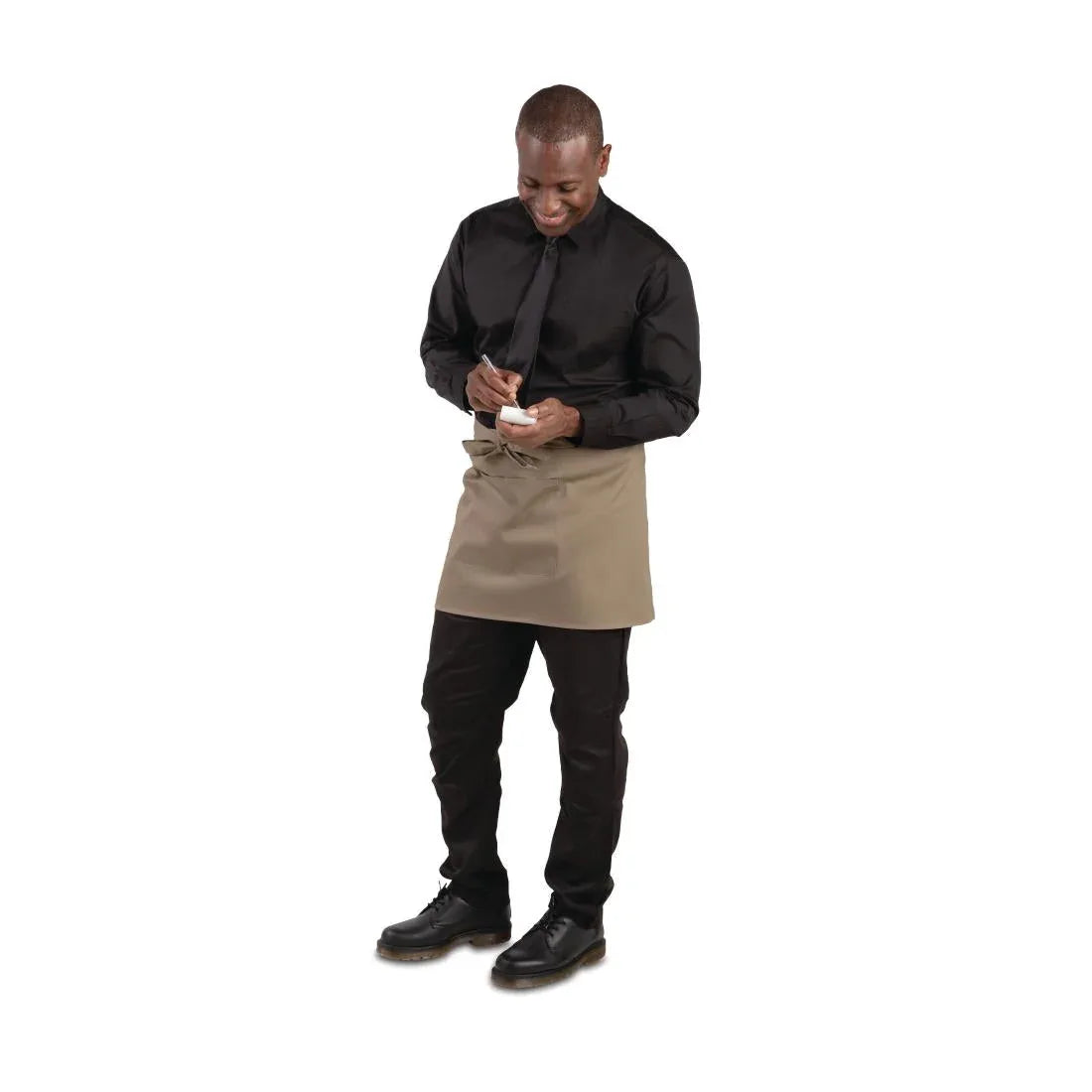 B432 Whites Short Bistro Apron Tan - JD Catering Equipment Solutions Ltd