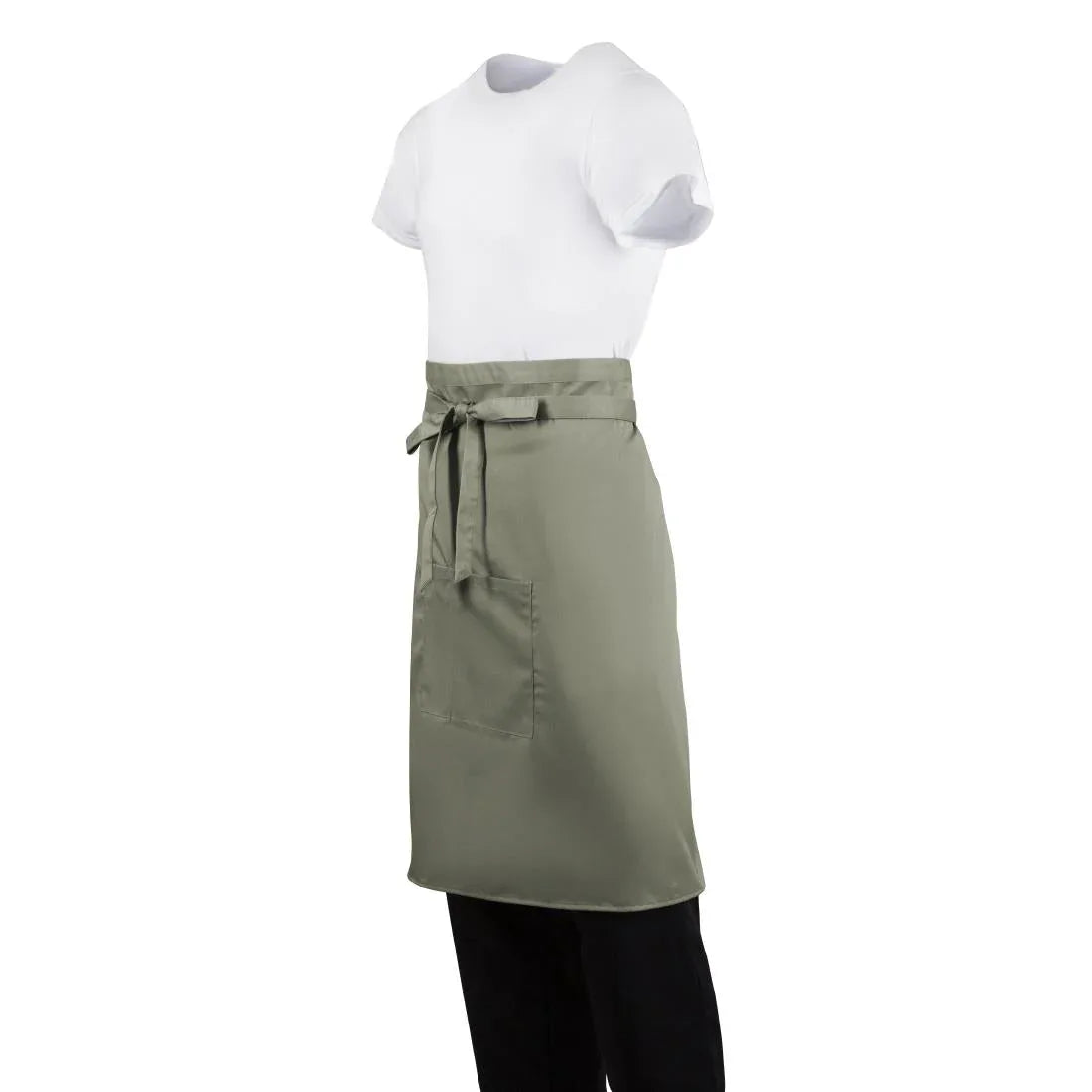 B434 Whites Regular Bistro Apron Olive - JD Catering Equipment Solutions Ltd