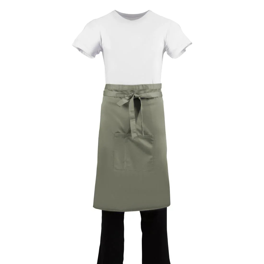 B434 Whites Regular Bistro Apron Olive - JD Catering Equipment Solutions Ltd
