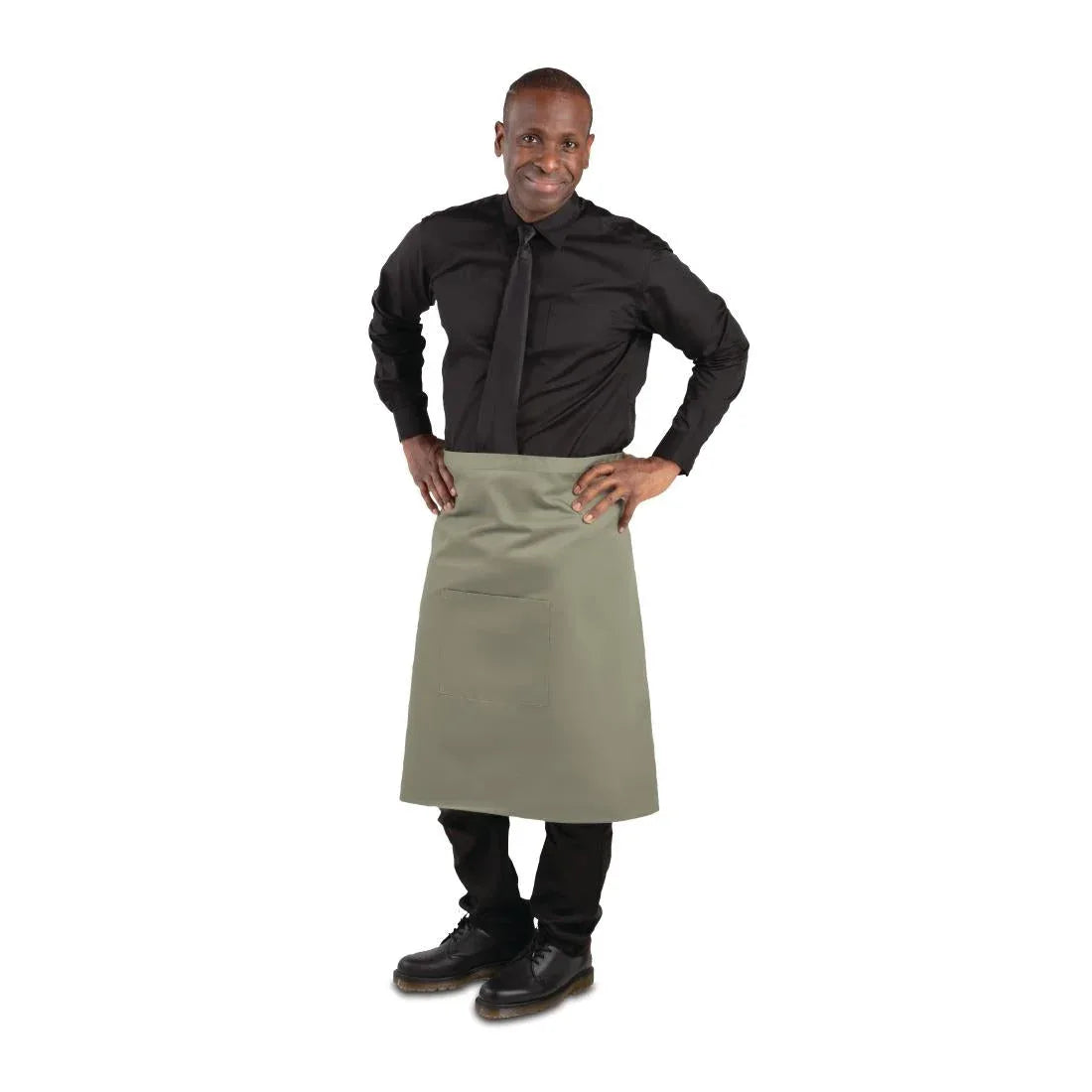 B434 Whites Regular Bistro Apron Olive - JD Catering Equipment Solutions Ltd