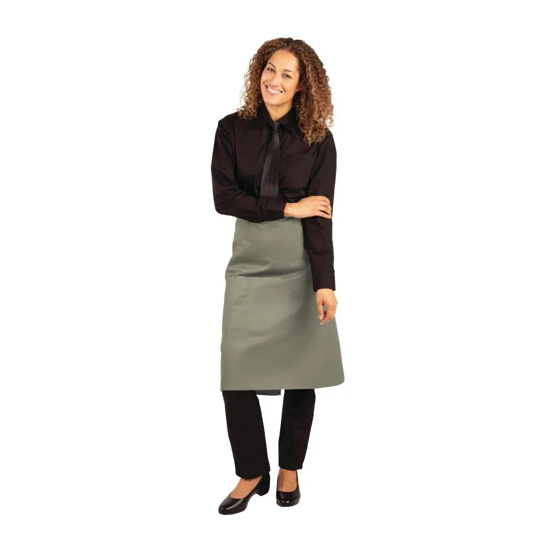 B434 Whites Regular Bistro Apron Olive - JD Catering Equipment Solutions Ltd