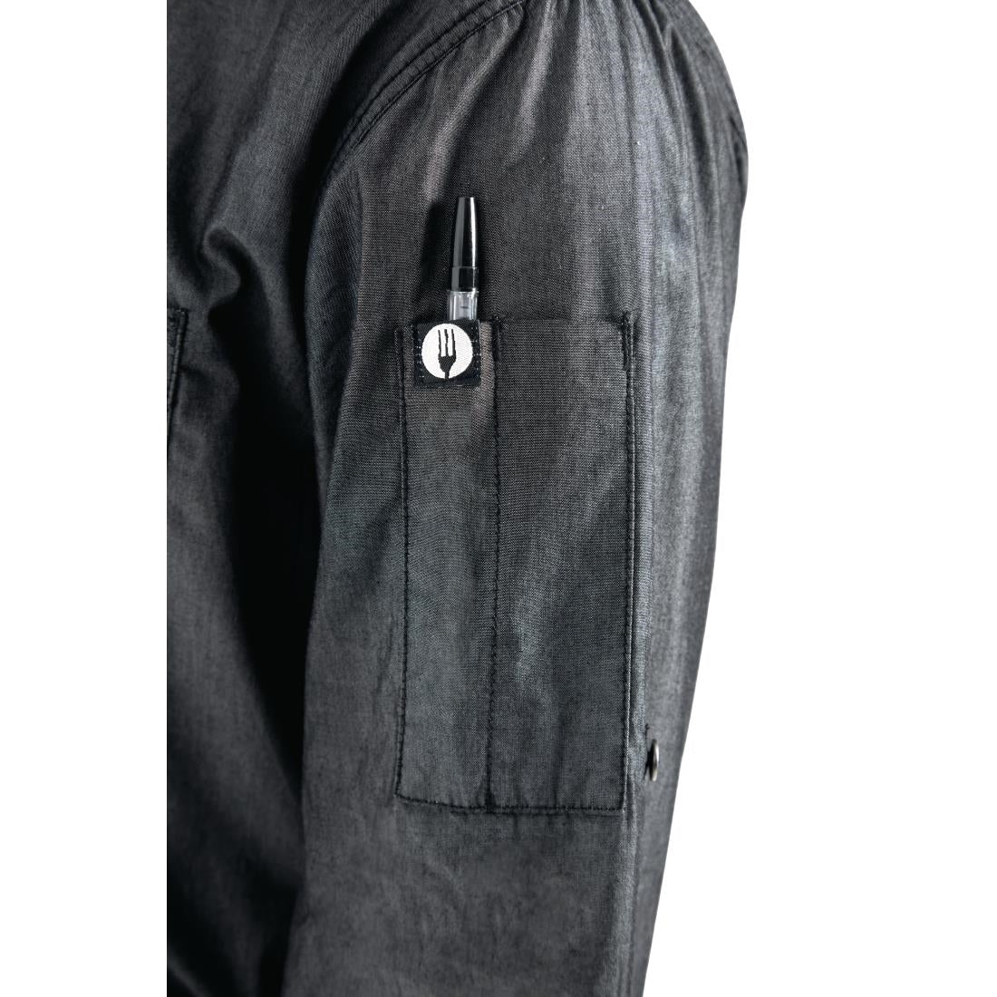 B775-XL Chef Works Urban Detroit Long Sleeve Denim Shirt Black XL JD Catering Equipment Solutions Ltd