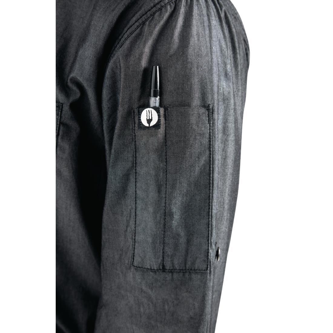 B775-XL Chef Works Urban Detroit Long Sleeve Denim Shirt Black XL - JD Catering Equipment Solutions Ltd