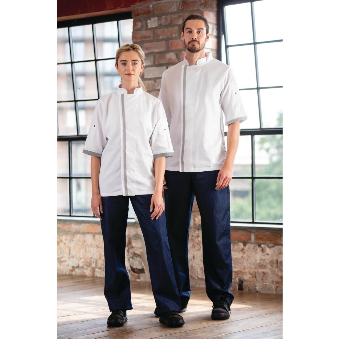 B998-L Southside Unisex Chefs Jacket Short Sleeve White L JD Catering Equipment Solutions Ltd