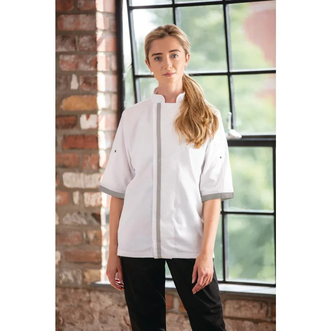 B998-XS Southside Unisex Chefs Jacket Short Sleeve White XS - JD Catering Equipment Solutions Ltd