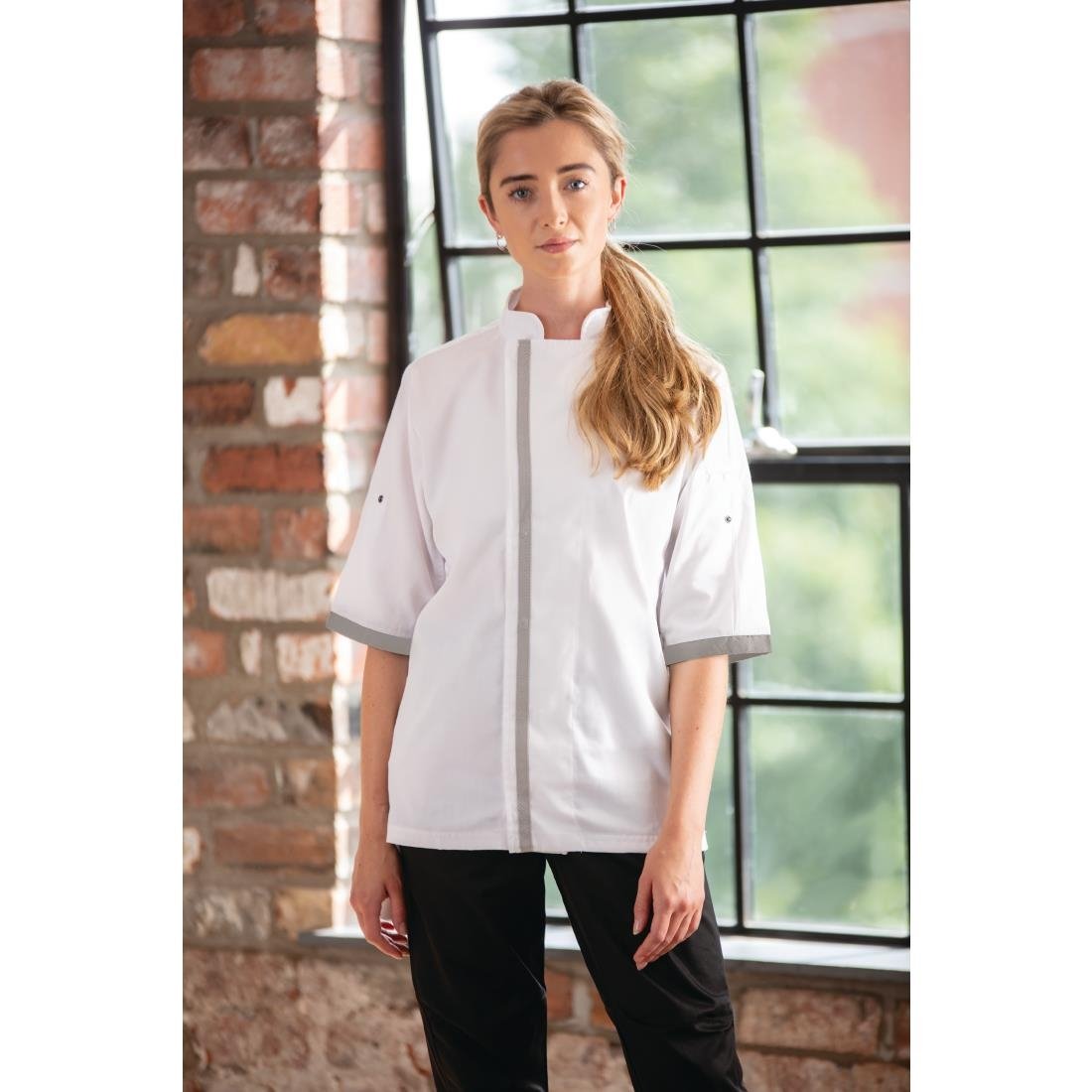 B998-XXL Southside Unisex Chefs Jacket Short Sleeve White 2XL JD Catering Equipment Solutions Ltd
