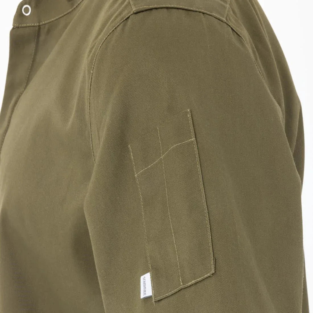 BA001-L Southside Band Collar Chef Jacket Khaki Size L - JD Catering Equipment Solutions Ltd
