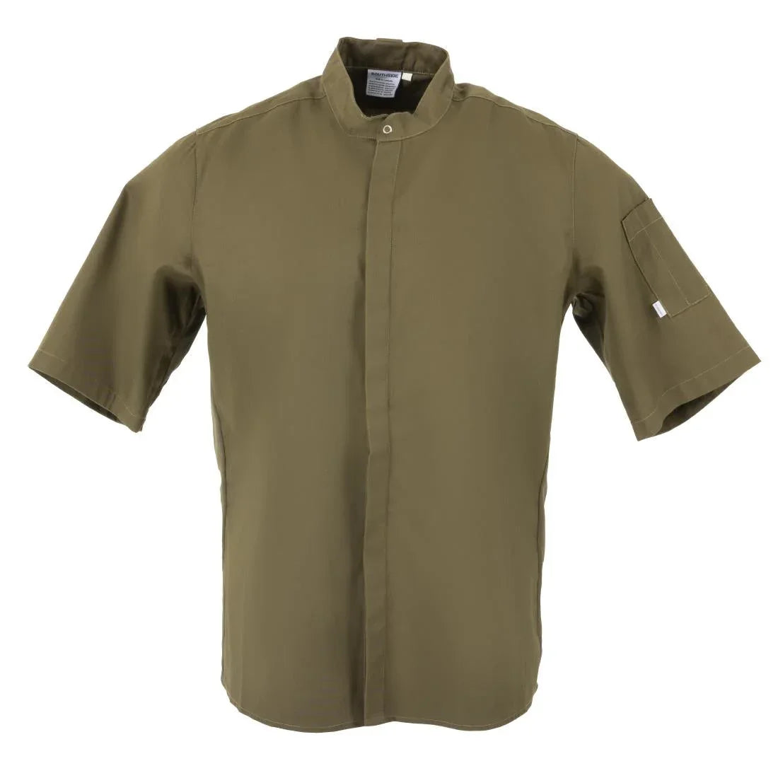 BA001-L Southside Band Collar Chef Jacket Khaki Size L - JD Catering Equipment Solutions Ltd