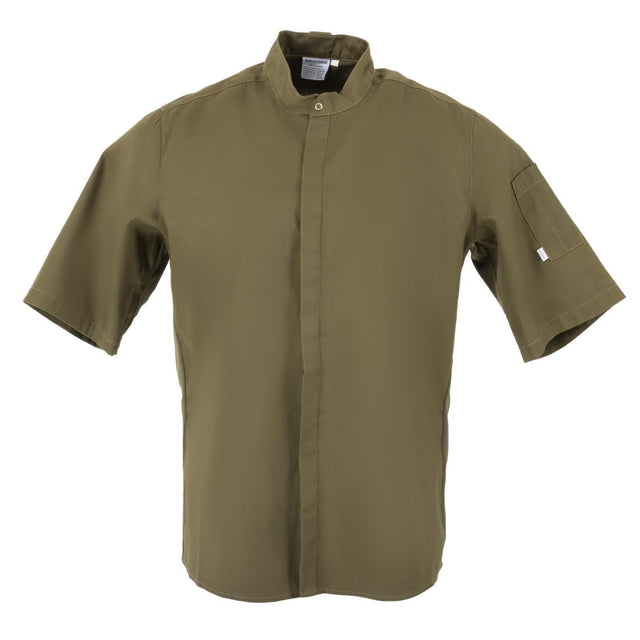 BA001-M Southside Band Collar Chef Jacket Khaki Size M JD Catering Equipment Solutions Ltd