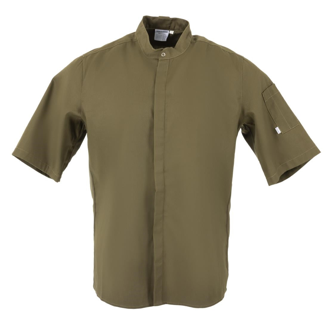 BA001-M Southside Band Collar Chef Jacket Khaki Size M JD Catering Equipment Solutions Ltd
