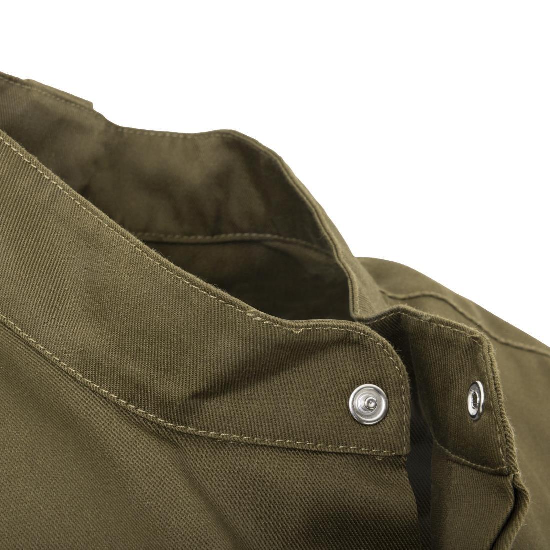 BA001-S Southside Band Collar Chef Jacket Khaki Size S - JD Catering Equipment Solutions Ltd